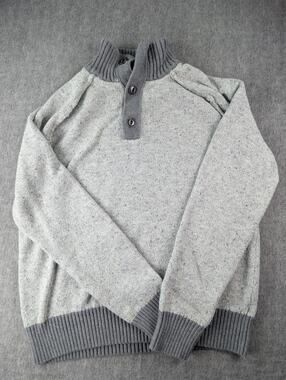 Converse One Star Gray Two Tone Mock Neck Knit Sweater Men's M
